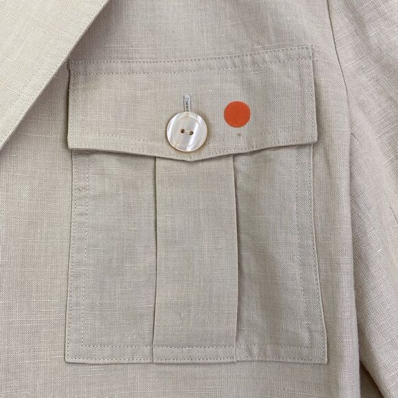 Saks Fifth Avenue Linen/Cotton Safari Tan Blazer - Picture 4 of 5